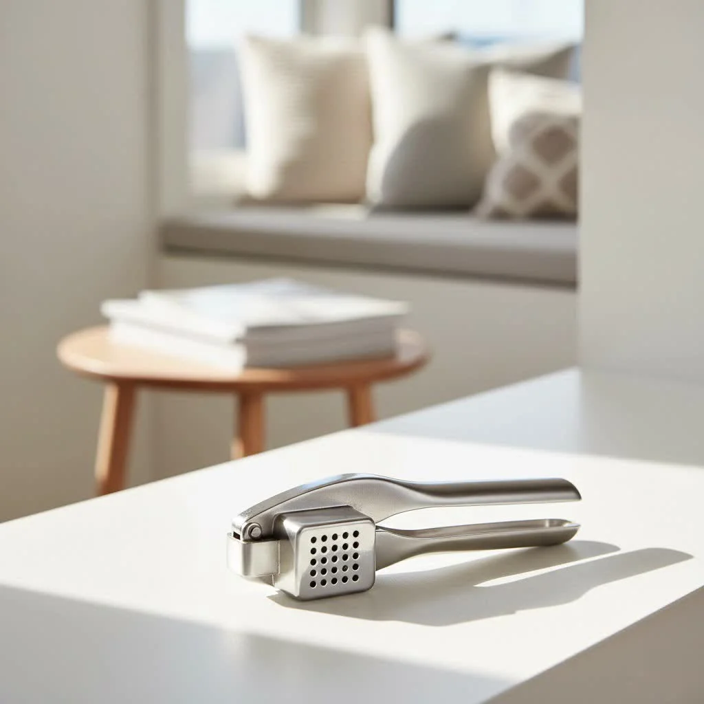 Vintage garlic press made of cast aluminum