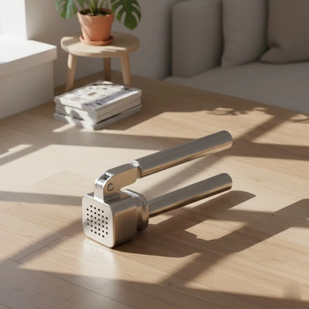 Garlic press with garlic cloves