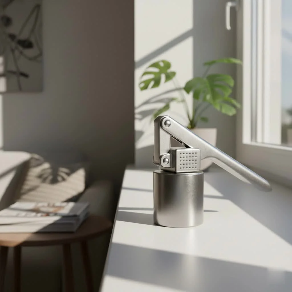 Antique garlic press made of cast aluminum